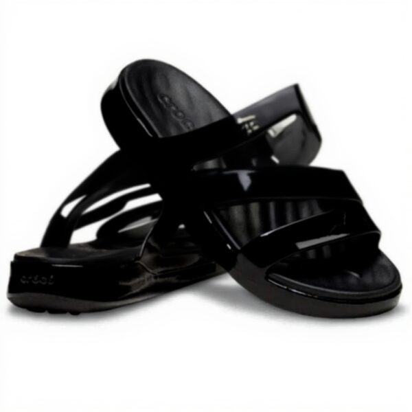 Sandales Crocs Getaway Patent Strappy Femme Noir Confort