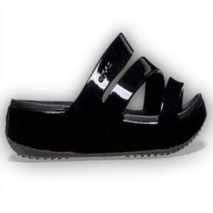 Sandales Crocs Getaway Patent Strappy Femme Noir Confort