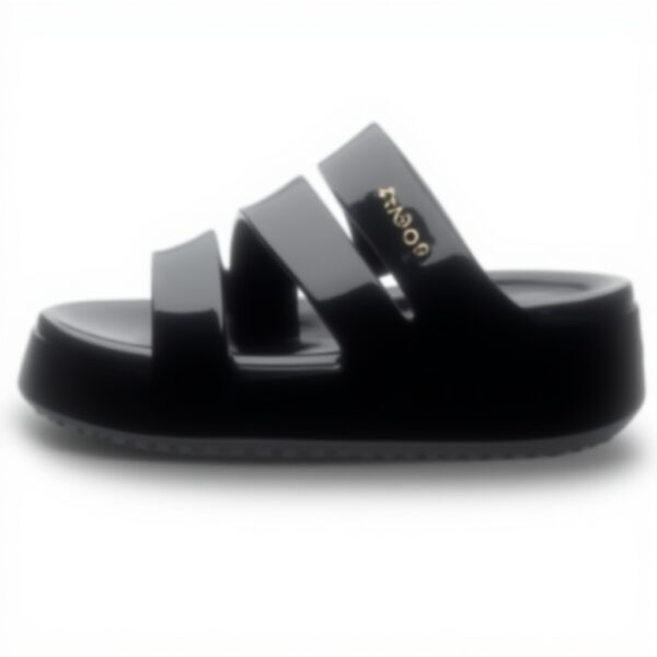 Sandales Crocs Getaway Patent Strappy Femme Noir Confort