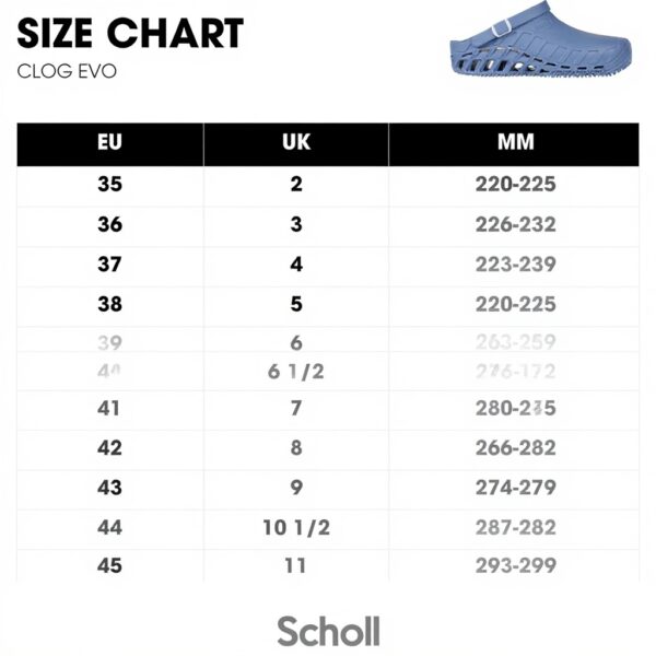 Scholl Clog Evo Mules sabots confortables semelle mémoire