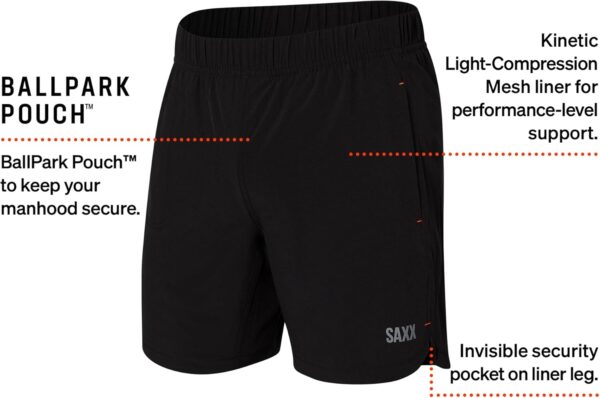 Short de course SAXX HIGHTAIL 2N1 doublure compression noir-5