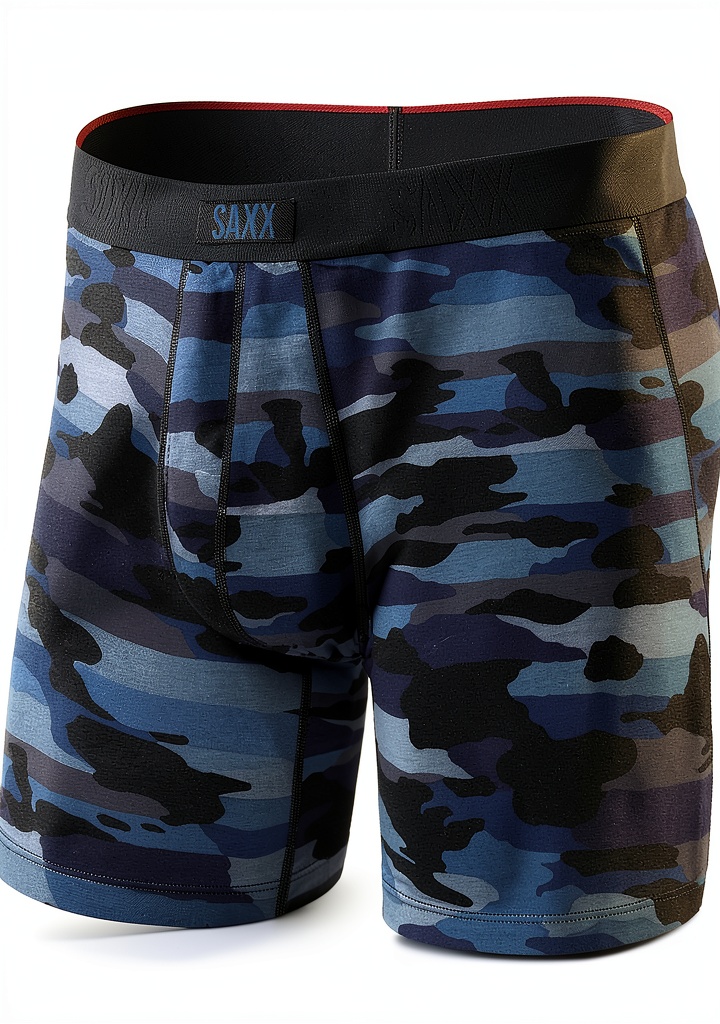 Boxer SAXX Vibe Xtra porté montrant la coupe ajustée et la pochette BallPark
