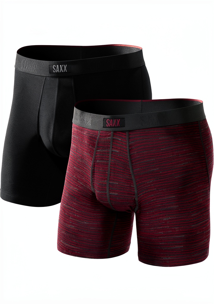 'Boxer SAXX Vibe Xtra porté montrant la coupe ajustée'