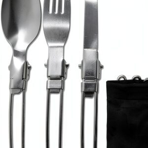 Couverts pliables camping acier inoxydable 3 pièces-0