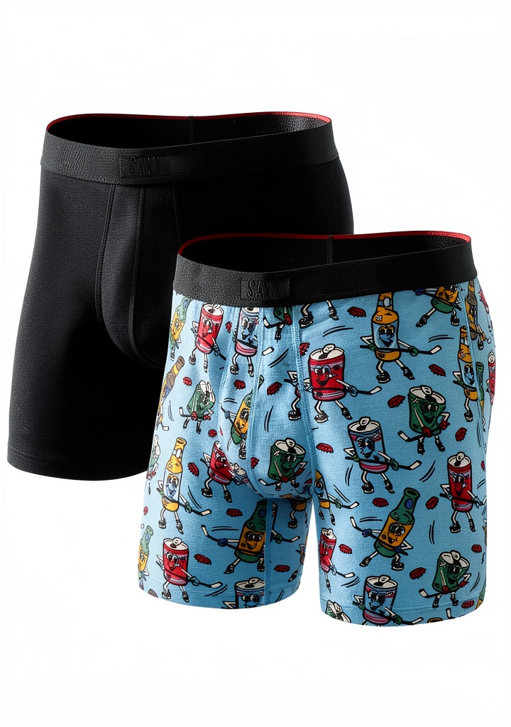 Boxer SAXX Vibe Xtra porté montrant la coupe ajustée et la pochette BallPark