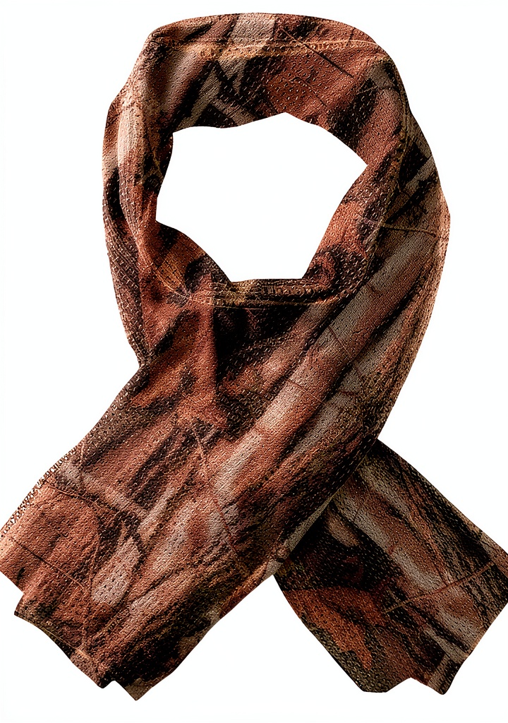 Foulard Outdoor Saxx porté en mode camouflage dans un environnement forestier