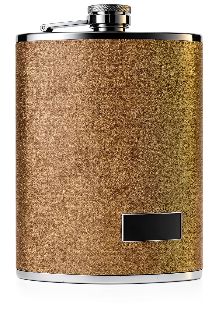 Flasque Outdoor Saxx avec design paillettes dorées sur fond naturel
