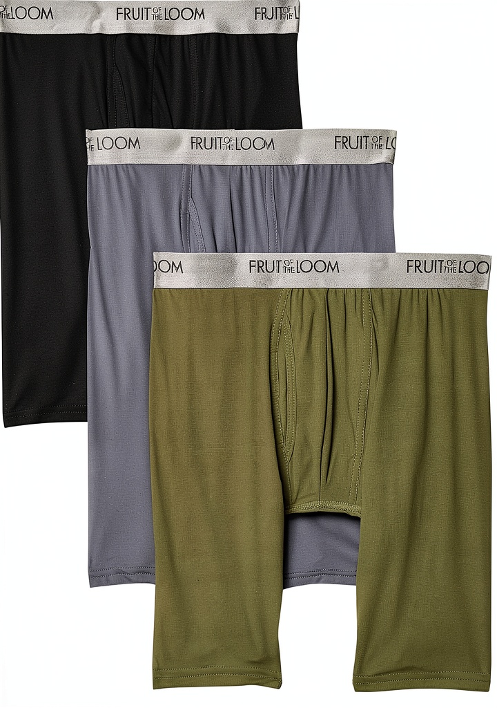 Boxers longs Fruit of the Loom portés montrant la coupe ajustée