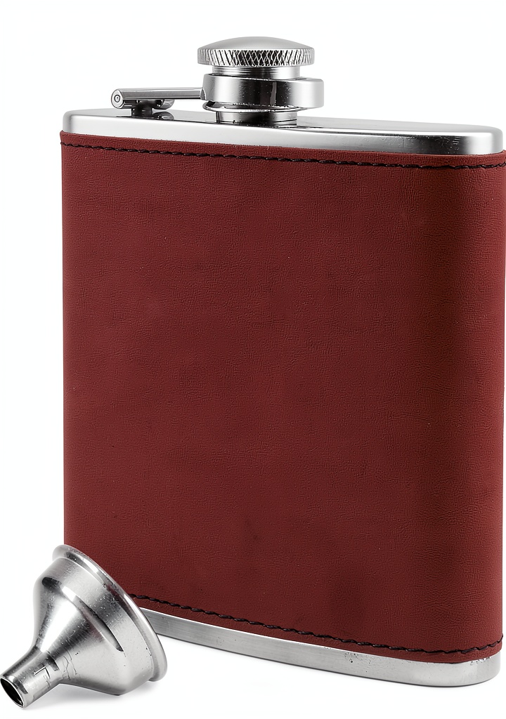 'Flasque Outdoor Saxx rouge avec design cuir sauvage sur fond naturel'