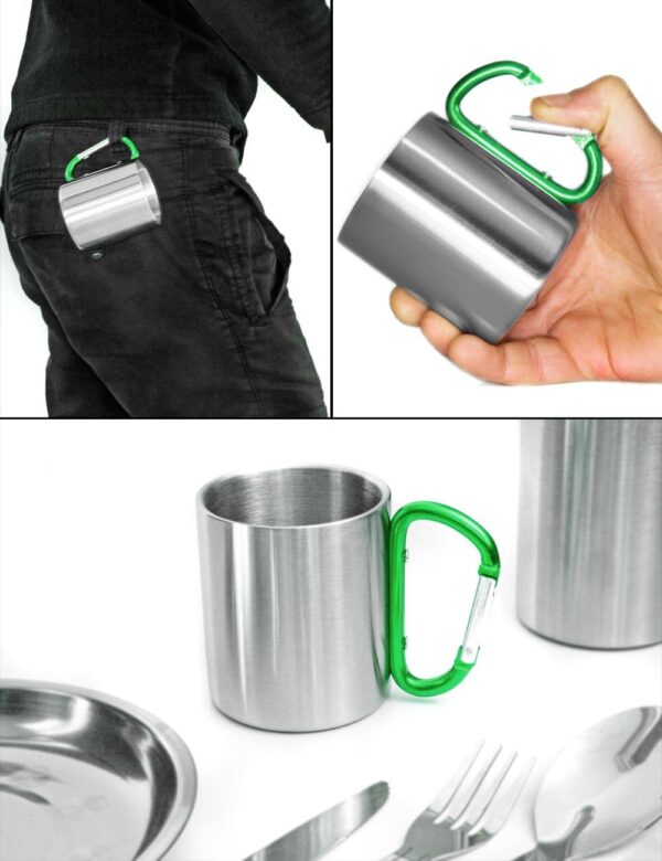 Outdoor Saxx Tasse Camping Acier Inoxydable Mousqueton-2