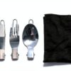 Couverts pliables camping acier inoxydable 3 pièces-2
