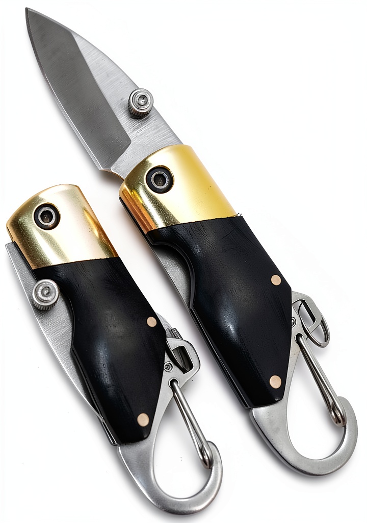 Couteau pliant Outdoor Saxx déplié montrant la lame et le manche en bois