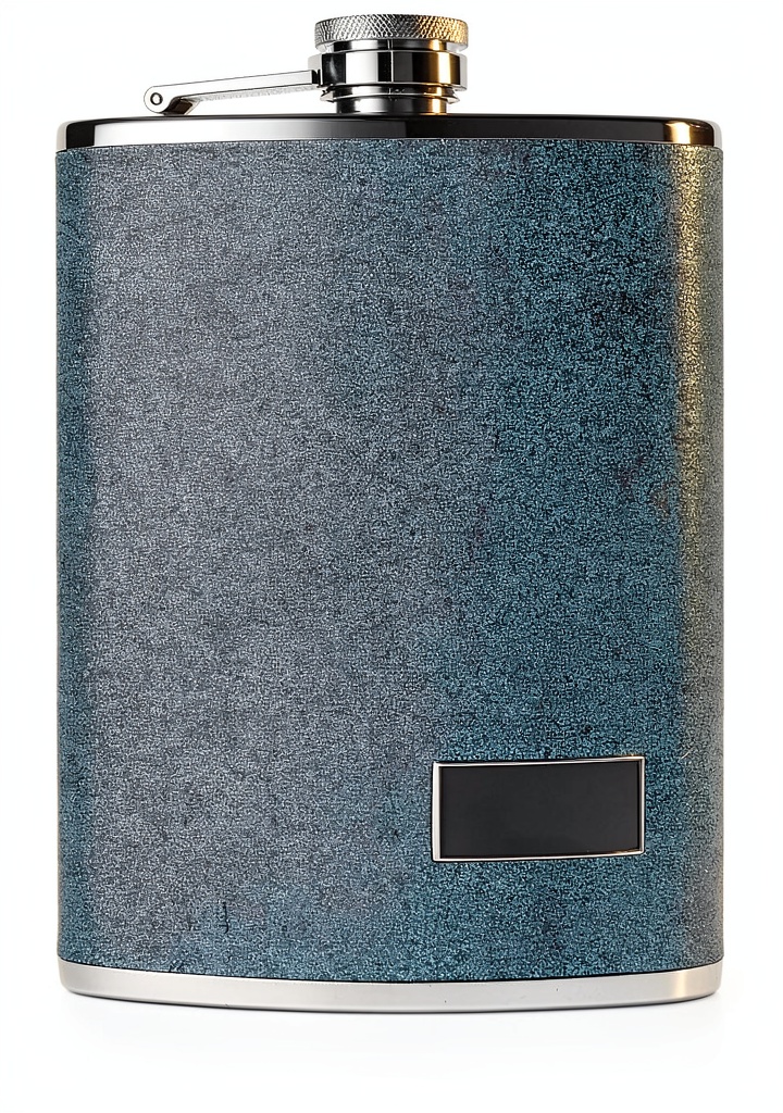 Flasque Outdoor saxx glitter bleu clair avec entonnoir sur fond naturel