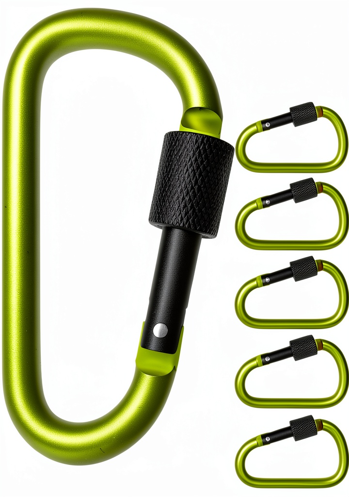 Lot de mousquetons Outdoor Saxx vert et noir sur fond naturel