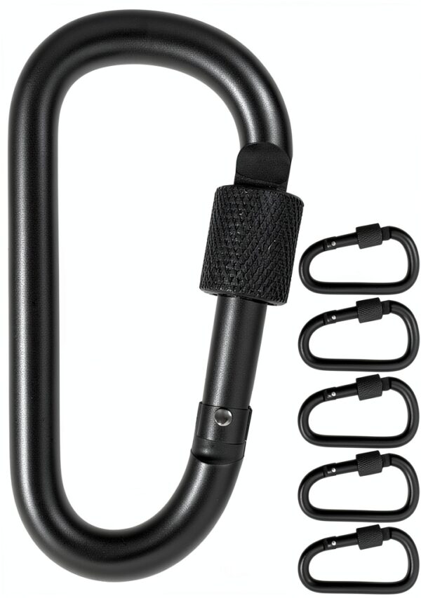 Mousquetons sécurité Outdoor Saxx aluminium noir lot 5