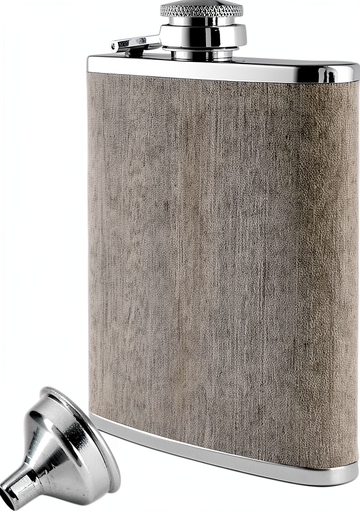 Flasque Saxx en acier inoxydable avec design bois noyer gris