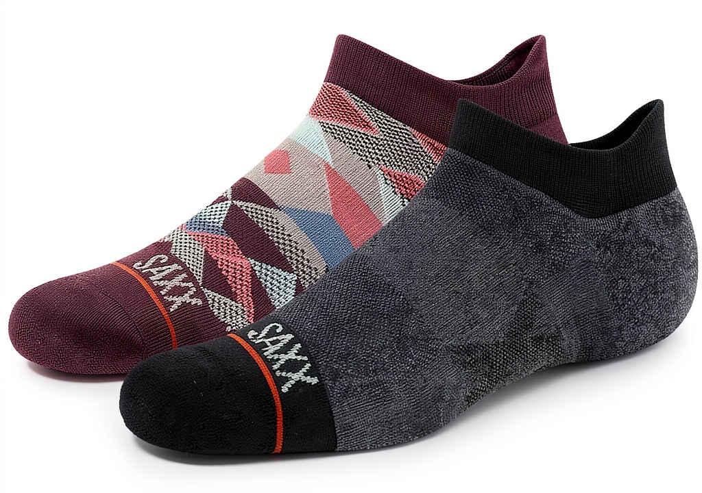 Sous-vêtements SAXX multicolore dépliés sur fond neutre