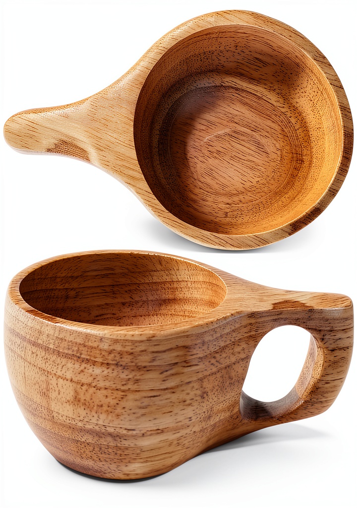 Mug en bois Saxx utilisé lors d'une randonnée en forêt