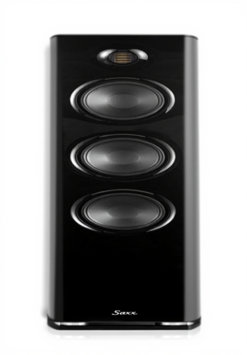 Enceinte Saxx CX 90 noire dans un salon moderne