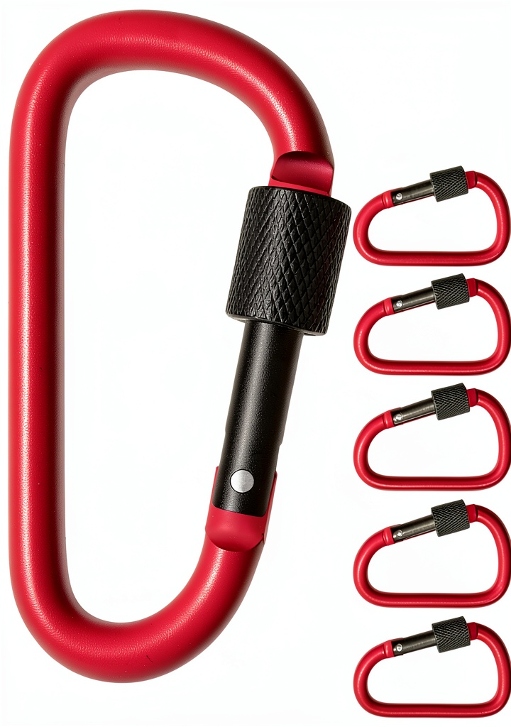 'Lot de mousquetons Outdoor Saxx rouge et noir sur fond naturel'
