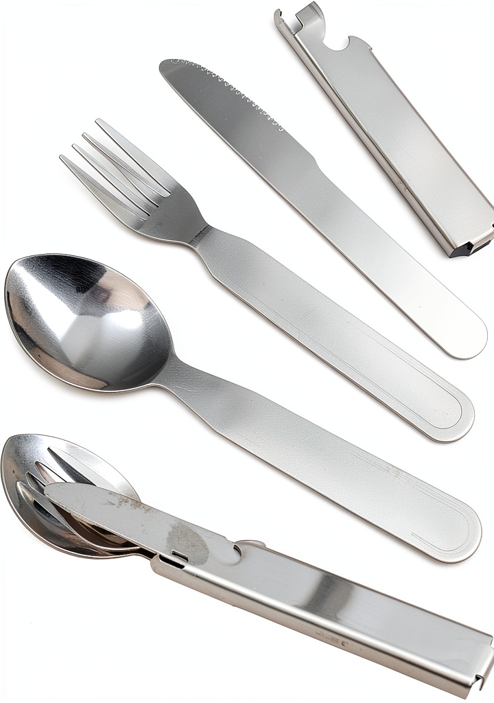 Set de couverts Outdoor Saxx dépliés sur une table de camping