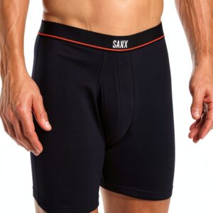Boxer Saxx Homme Coton Léger Soutien BallPark Noir Ouragan-0