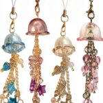 breloques méduses FSSTUD Lot de 4 pour téléphone – bleu, blanc, rose-0