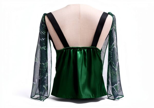 Costume Méduse Lito Angels – Robe verte satin avec serre‑tête serpent-4