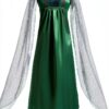 Costume Méduse Lito Angels – Robe verte satin avec serre‑tête serpent-1