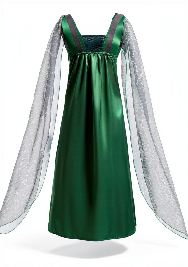 Costume Méduse Lito Angels – Robe verte satin avec serre‑tête serpent-1