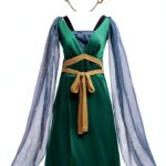 Costume Méduse Lito Angels – Robe verte satin avec serre‑tête serpent-0