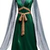 Costume Méduse Lito Angels – Robe verte satin avec serre‑tête serpent-2