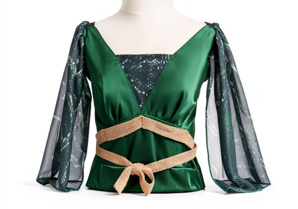 Costume Méduse Lito Angels – Robe verte satin avec serre‑tête serpent-3