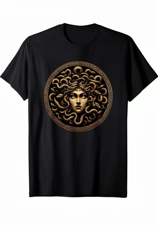 Tête de Méduse Mythe Gorgone Cheveux de serpent T-Shirt-0
