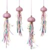 SKOOLOVE Lot de 4 Méduses Décoratives pour Fête sur Le Thème de la Sirène et Décorations de Fête sous la mer, Oursin Naturel Fabriqué à la Main pour Cadeau d'anniversaire, Sapin de Noël Côtier-0