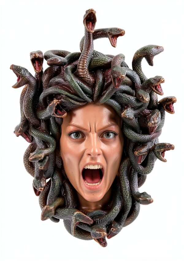 Veronese Design Sculpture murale Tête de Méduse le serpent gorgone grec Finition bronze-0