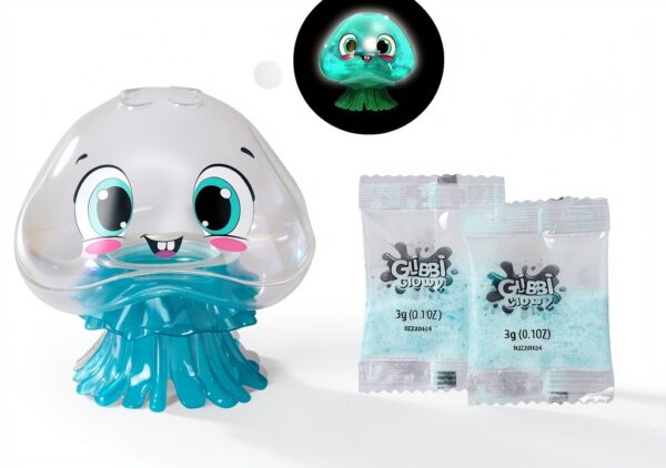 Simba 105953080 Glibbi Glowy, méduse avec Effets phosphorescents dans Le Noir, la Poudre transforme l'eau en Slime Lumineux, 2 x 7 g, Gluant, Plaisir de Bain à partir de 3 Ans-1