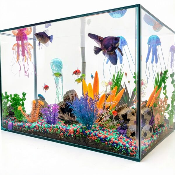 Méduses décoratives en silicone YWNYT –Lot de 18, 6 couleurs, aquarium-2