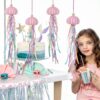 SKOOLOVE Lot de 4 Méduses Décoratives pour Fête sur Le Thème de la Sirène et Décorations de Fête sous la mer, Oursin Naturel Fabriqué à la Main pour Cadeau d'anniversaire, Sapin de Noël Côtier-4