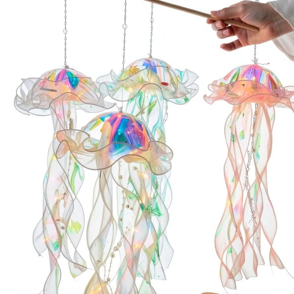 FPHADO Lot de 5 méduses portables à suspendre pour chambre à coucher, décoration d'ambiance-5