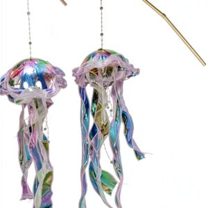 NUOBESTY Lot de 3 Lanternes Méduse Décoratives Portatives en Plastique Veilleuse Multicolore Effets Lumineux pour Chambre Décoration Fête et Ambiance Océanique-0
