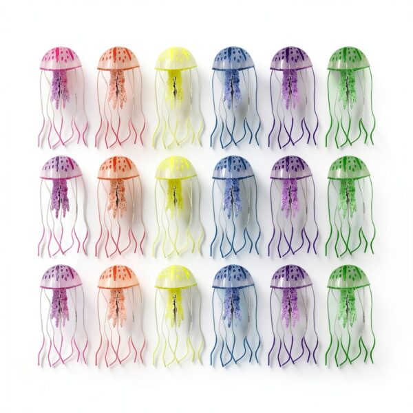 Méduses décoratives en silicone YWNYT –Lot de 18, 6 couleurs, aquarium-0