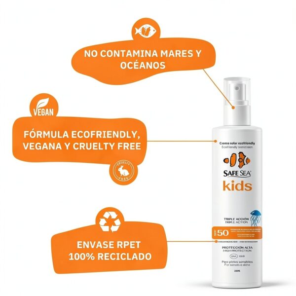 Safe Sea Spray Solaire SPF 50 Enfants Anti‑Méduses Végane 250 ml-3