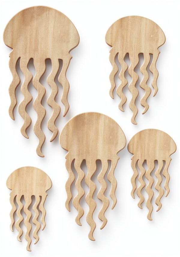 Méduse en bois - Hauteur : 5-50 cm - Décoration de bricolage - Taille : 15 cm - Lot de 1-1