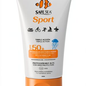 SAFE SEA - Crème Solaire Sport contre les Piqûres de Méduses FPS 50+ - Formule Végane - Très Résistante à l'Eau - Haute Protection Solaire pour Sportifs - Adaptée aux Peaux Sensibles - Format 100 ml-0