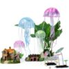 BSGP Lot de 6 méduses lumineuses pour aquarium, décoration en silicone-2