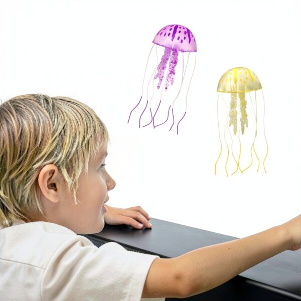 Méduses décoratives en silicone YWNYT –Lot de 18, 6 couleurs, aquarium-1