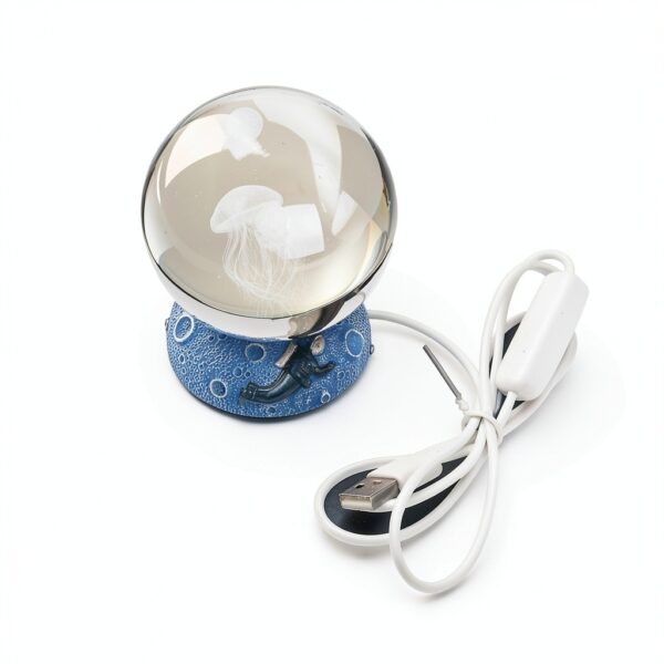 Veilleuse Boule de Cristal Méduse 80 mm USB Ieron-1