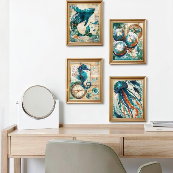 Affiche murale océan CREATCABIN 4 pièces Toile 25x20 cm Sans cadre-5