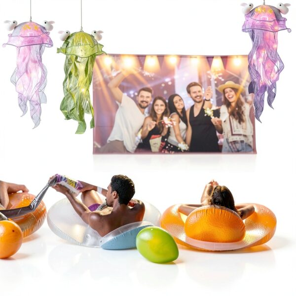 Mineup Lot de 6 Lanternes Méduses à Suspendre, Lanterne Méduse Lumineuse, Lampe à Suspendre en Forme de Méduse, Veilleuse créative à suspendre pour la naissance des enfants-4